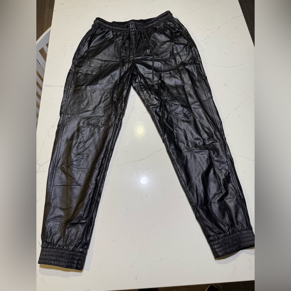 Women’s faux leather Black Jogger Pants